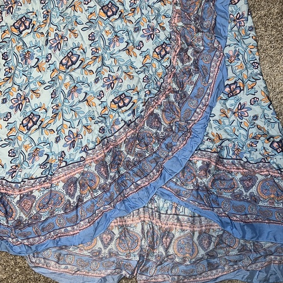 Floral Print Ruffle Trim Wrap Knot Side Skirt Size medium fits like ONESIZE S-L - Picture 5 of 6